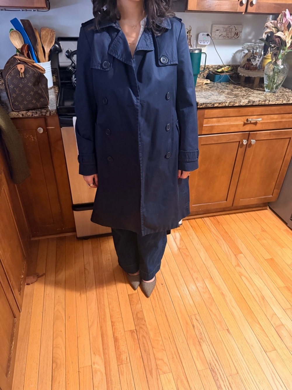 Banana Republic Navy Double-Breasted Trench Coat
